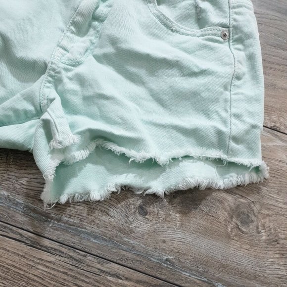 American Eagle Women Girls Jean Short Shorts Size 2 Daisy Dukes Seafoam Destress - Picture 3 of 12